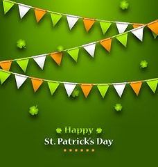 Image showing Bunting Pennants in Irish Colors and Clovers for St. Patrick\'s D