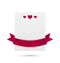 Image showing Paper banner with hearts and ribbon for Valentine Day, isolated 