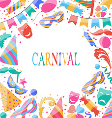 Image showing Celebration Carnival card with party colorful icons and objects