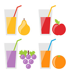 Image showing Set of Fresh Fruit Juices