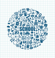 Image showing Set of School Icons, Back to School Objects