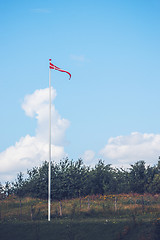 Image showing Pennant in danish colors on a lawn