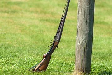 Image showing Western rifle on a green field
