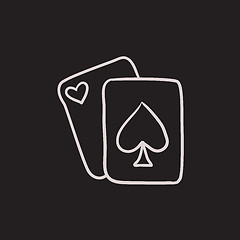 Image showing Playing cards sketch icon.