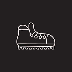 Image showing Hiking boot with crampons sketch icon.