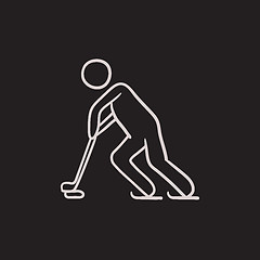 Image showing Hockey player sketch icon.