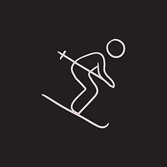 Image showing Downhill skiing sketch icon.