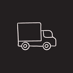 Image showing Delivery van sketch icon.