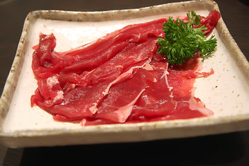 Image showing Sliced raw beef