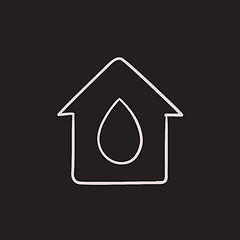 Image showing House with water drop sketch icon.