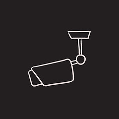 Image showing Outdoor surveillance camera sketch icon.