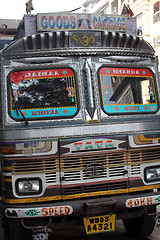 Image showing Old rusty truck waits for a new cargo nearby Kolkata Flower Market