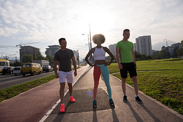 Image showing multiethnic group of people on the jogging