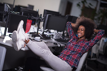 Image showing portrait of a young successful African-American woman in modern 