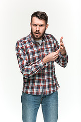 Image showing Man is looking pouter. Over white background