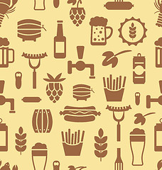 Image showing Seamless Pattern with Icons of Beers and Snacks