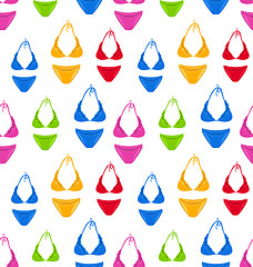 Image showing Seamless Pattern Colorful Female Swimsuits 