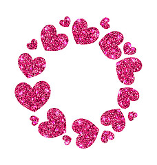 Image showing Frame from Pink Hearts with Glitter Background