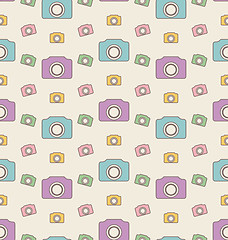 Image showing Seamless Hipster Background with Cameras, Vintage Pattern