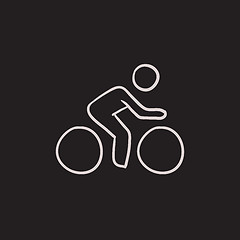 Image showing Man riding  bike sketch icon.