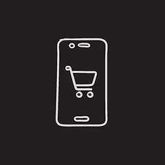 Image showing Online shopping sketch icon.