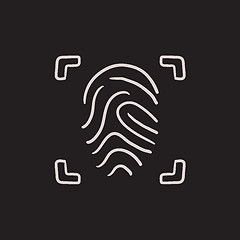 Image showing Fingerprint scanning sketch icon.