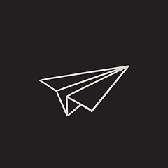 Image showing Paper airplane sketch icon.