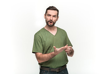 Image showing Man is looking pouter. Over white background