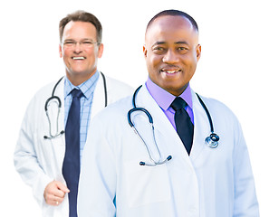 Image showing African American and Caucasian Male Doctors Isolated on White