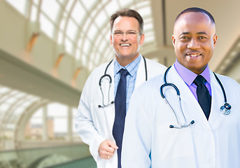 Image showing African American and Caucasian Male Doctors Inside Hospital