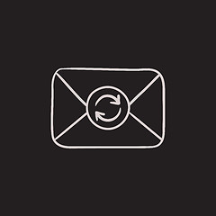 Image showing Envelope mail with refresh sign sketch icon.