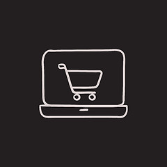 Image showing Online shopping sketch icon. 