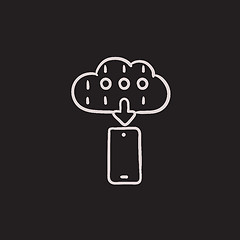 Image showing Cloud computing sketch icon.