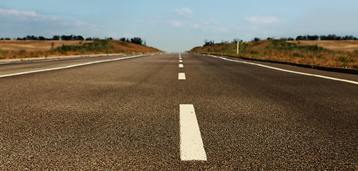 Image showing asphalt road through the field 