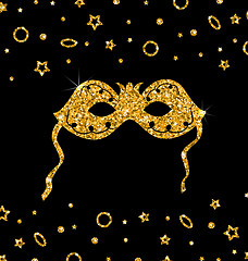 Image showing Golden Shimmering Carnival Mask