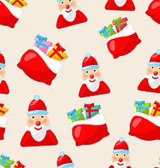 Image showing Christmas Seamless Texture with Santa Claus and Bag of Gifts