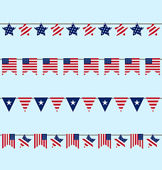 Image showing Hanging Bunting pennants for Independence Day USA, Patriotic Sym