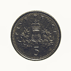 Image showing Vintage Five pence coin