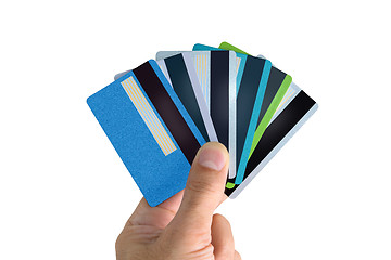 Image showing Fan of bank cards