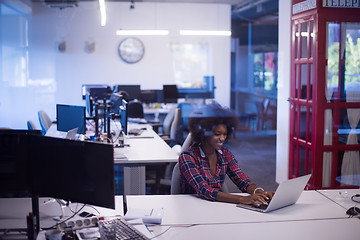 Image showing portrait of a young successful African-American woman in modern 