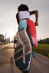 Image showing multiethnic group of people on the jogging