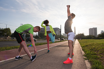 Image showing multiethnic group of people on the jogging