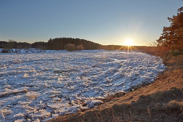 Image showing Frozen River Sunset