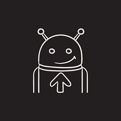 Image showing Robot with arrow up sketch icon.