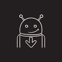 Image showing Robot with arrow down sketch icon.