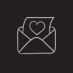 Image showing Envelope mail with heart sketch icon.