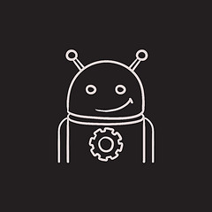 Image showing Robot with gear sketch icon.