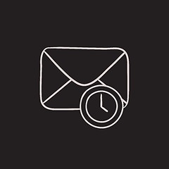 Image showing Envelope mail with clock sketch icon.