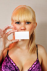 Image showing Blonde woman showing blank