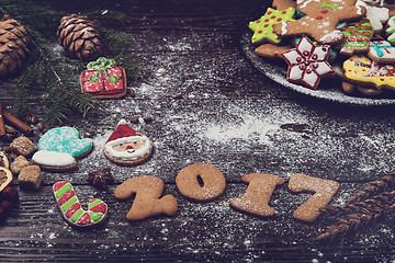 Image showing Different ginger cookies 2017 year